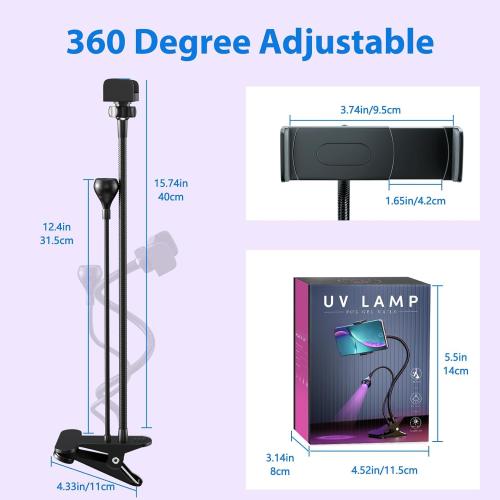 AORAEM LED Nail Lamp LED Light for Nails Quicky-Dry Gooseneck Professional UV Nail Light with Phone Holder, Nail Dryer for Gel Polish with Portable Curing Lamp for Professional Home DIY Salon