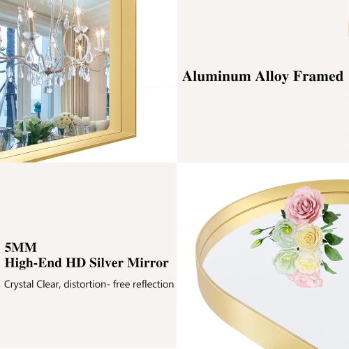 Arch Mirror, 24 x 32 Inch Gold Arch Mirror for Bathroom, Arched Wall Mirror, Aluminum Alloy Frame Gold Bathroom Vanity Mirror for Living Room Bedroom Entryway Mantel Hallways Decor