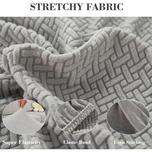 Sofa Covers Couch Covers for Sofa Pet Friendly Couch Cushion Covers Universal Sofa Covers Washable Stretch Slipcovers for Sectional Sofa (Texture Light Gray,Large Single Seat Cover)