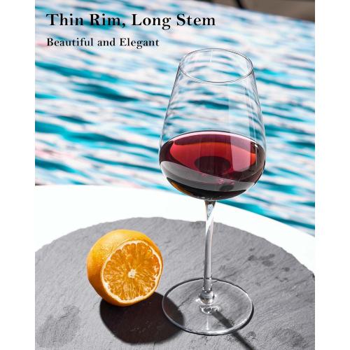 JBHO Hand Blown Bordeaux Wine Glasses - Set of 6-18 Ounce - Great Gift Packaging - Red Wine Glasses Lead-Free Premium Crystal Clear Glass