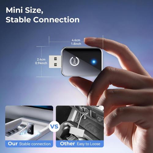Wireless Carplay Adapter for iPhone, Convert Wired Carplay to Wireless, 2 in 1 Plug and Play Android Auto and Carplay Adapter for iOS 10 Android 11 and Above, Cars with Built-in Carplay (Silver)
