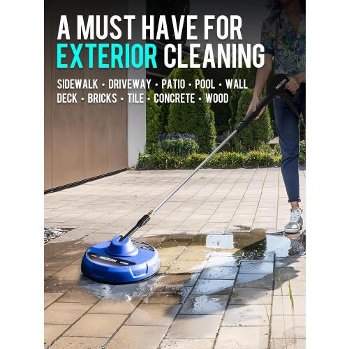 MEKOH 14” Electric Pressure Washer Surface Cleaner Attachment, 2500 PSI Universal Power Washer Accessories for Driveway Sidewalk Deck Patio Concrete Cleaning, 1/4 Quick-Connect, Dual Rotary Nozzles