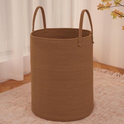Large Woven Laundry Basket Hamper,60L Cotton Rope Storage Bin for Blankets,Toys and Clothes,Decorative Tall Nursery Hamper for Living Room,Baby Nursery,Bathroom and Bedroom,Golden Jute