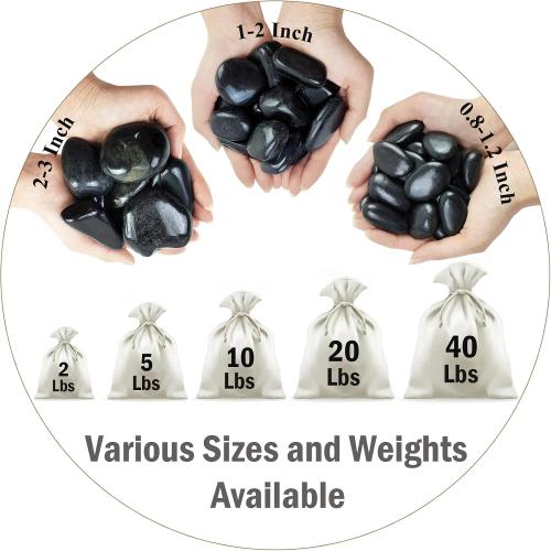 FANTIAN 40 lbs Black River Rocks for Landscaping, 2-3 inch Pebbles for Indoor Plants, Large Decorative Stones for Planters Aquarium Fish Tank and Garden Rocks
