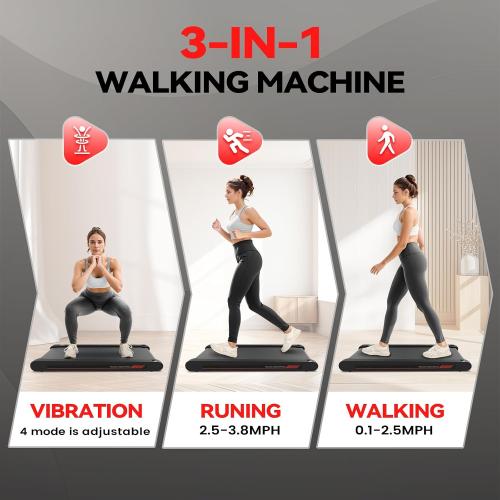 Black Walking Vibration Pad,Under Desk Treadmills for Home,4 in 1 Vibration Plate Exercise Machine,Portable Walking Pad with APP,350 Lb Capacity Multifunctional Treadmill Pro Max