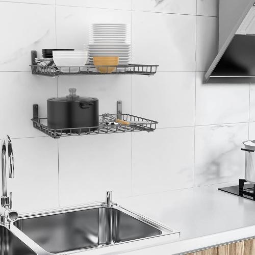 TORACK 2-Pack 12x18 inch Wall-Mounted Shelves, Garage Wall Shelf for Closet & Laundry Room, Heavy-Duty Floating Shelves Hold Up to 60 lbs(Black)