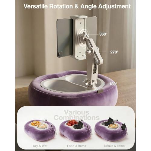 Miledi Tablet Pillow Stand for Bed with 360° Rotating Holder, Purple