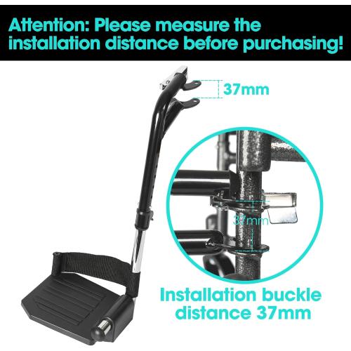 Universal Wheelchair Footrest Replacement - Adjustable Composite Footboard & Heel Loop, Foldable Comfort Support, Affordable, Black, Lightweight, Easy Installation