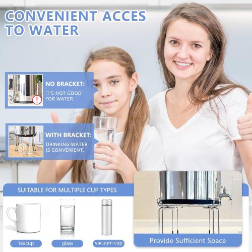 Water Filter Stand 6 Tall by 9 Wide Compatible with Berkey Big, Royal and Travel System, Countertop Stainless Steel Stand for Most Medium Gravity Fed Water Coolers