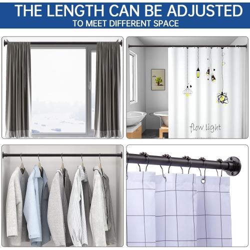 BRIOFOX Industrial Shower Curtain Rod - 2-in-1 Design Tension Curtain Rod - Never Rust Non-Slip 43 to 72 Inch Stainless Steel, Bronze Window Curtain Rod