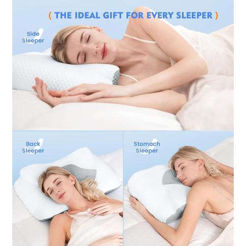 Osteo Cervical Pillow for Neck Pain Relief, Hollow Design Odorless Memory Foam Pillows with Cooling Case, Adjustable Orthopedic Bed Pillow for Sleeping, Support for Side Back Sleepers