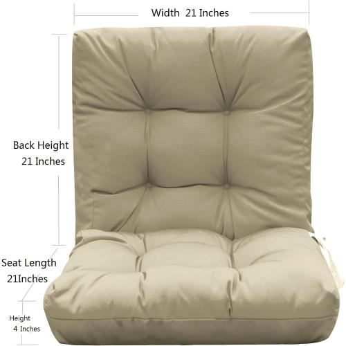 QILLOWAY Outdoor Chair Cushion for Patio Furniture, Waterproof Patio Cushions Set of 2 with Ties, Fade Resistant Replacement Pads for Outdoor Rocking Chairs,Beige
