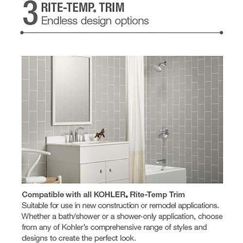 KOHLER K-8304-KS-NA Rite-Temp Pressure-Balancing Valve Body and Cartridge Kit without Service Stops, Shower Valve System, 5.0 GPM, Simple Installation & Maintenance