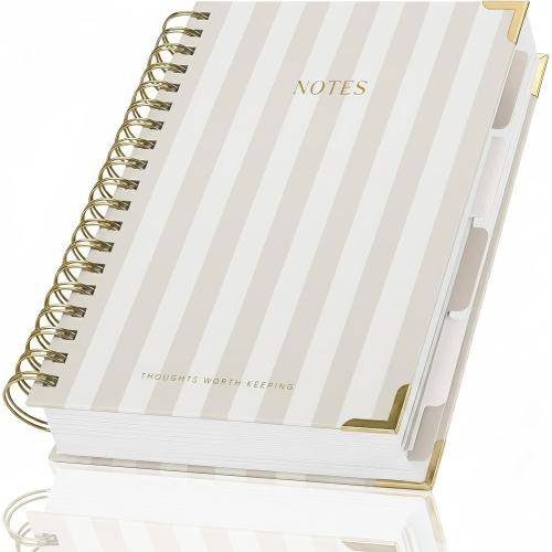 Aesthetic Thick Spiral Notebook With Tabs - Journal For Women Size B5 | College Ruled Note Book with 300 Lined Pages and Dividers - Perfect for Writing and Staying Organized at Work or School
