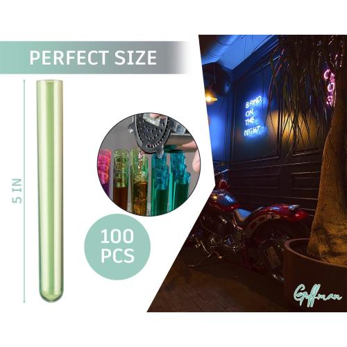 5 5/8 Neon Plastic Test Tube Shot Assorted Colors 3/4 oz Shooter - 100 Pack