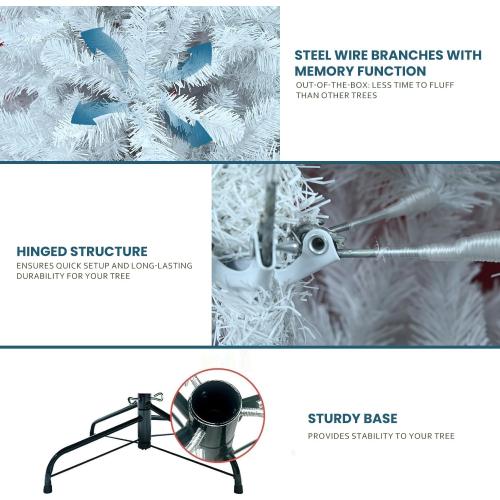 Kadunmina 6ft Artificial White Christmas Tree,Unlit Premium Xmas Tree with 760 Branch Tips,Fake Spruce Full Hinges Trees for Home,Office,Metal Base