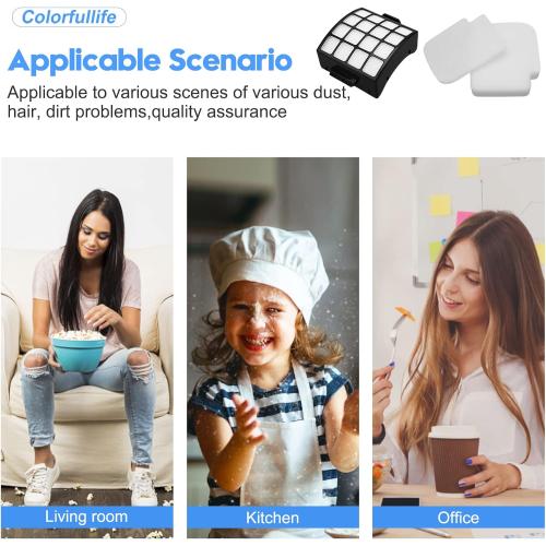 Colorfullife AZ3002 Filters Replacement for Shark Stratos AZ3002 AZ3000 AZ3000W DuoClean PowerFins Stratos Upright Vacuum Cleaner, 2 HEPA and 4 Foam & Felt Filters