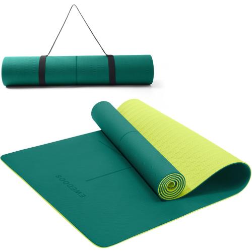 Ewedoos Eco Friendly Yoga Mat with Alignment Marks TPE Yoga Mat Non Slip Hot Yoga Mat Thick 1/4'' Anti-Tear Surfaces Exercise Mats for Home Workout Fitness Pilates