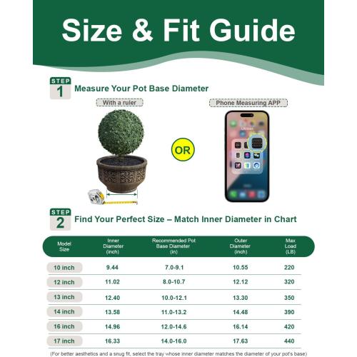 Plant Saucer 14 Rolling Plant Caddy Rolling Plant Stand with Wheels – Heavy Duty Metal, Locking, Sturdy, Rust-Resistant Finish, and Easy to Move, 390 lb Capacity