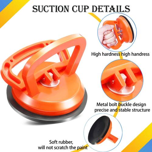 Car Dent Puller,Powerful Car Dent Puller, Car Dent Removal Kit,Dent Remover Tool for Car Dent Repair, Glass, Screen, Tiles Lifting and Objects Moving (Orange Black)