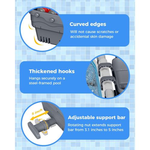 Poolside Storage Basket for Above Ground Pools, Above Ground Pool Accessories, Swimming Pool Storage Basket with Pool Cup Holder, Versatile Organization for Pool Accessories(1Pack)