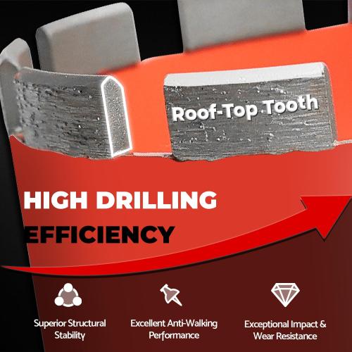 Diamond Core Drill Bit for Concrete, Masonry, Reinforced Rebar Concrete 6 Inch, Wet only, 15 Drilling Depth, 1-1/4-7 Thread, Superior Welded Core Drill Bits with Roof-Top Segment