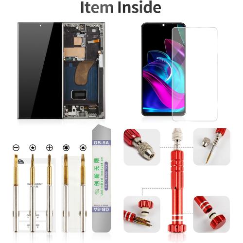 OLED for Samsung S23 Ultra 5g Screen Replacement for Samsung Galaxy S23 Ultra LCD for Samsung S23 Ultra 5g Display Touch Digitizer Screen Assembly Replacement with Frame Black (US Version)