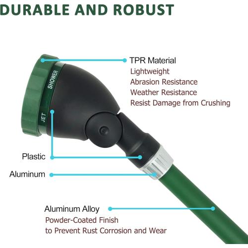 Size 24 Inch Watering Wand With Rotating Head - Heavy Duty Ergonomic Sprayer With Trigger, Adjustable Spray Garden Hose Nozzles, Hanging Basket Wand With Flow Control, No Assembly Required