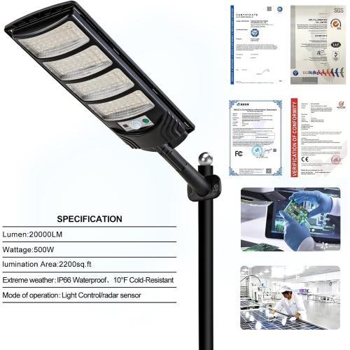 Viruhaka Solar Outdoor Lights,448LEDs Street Lights with 20000LM Hight Brightness, IP66 Waterproof Security Flood Light, Dusk to Dawn Solar Street Lights,for Exterior Wall, Patio, Yard, Deck, Garden