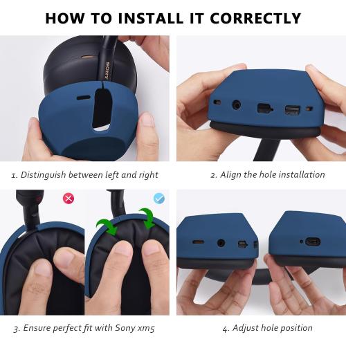 Silicone Case for Sony WH-1000XM5, Sony xm5 Wireless Headphones Protective case Cover (Midnight Blue)