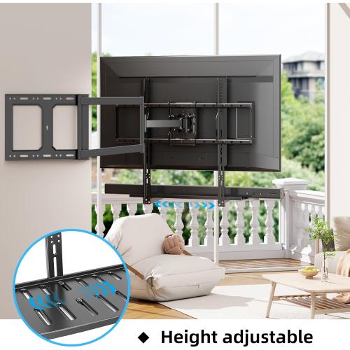 Soundbar Mount with Adjustable Height, Sound bar Mount up to 22 lbs, Soundbar Mount Under TV or Above TV, Soundbar tv Mount Bracket with Detachable Long Extension Plates,No-Slip Base Holder (BLACK)