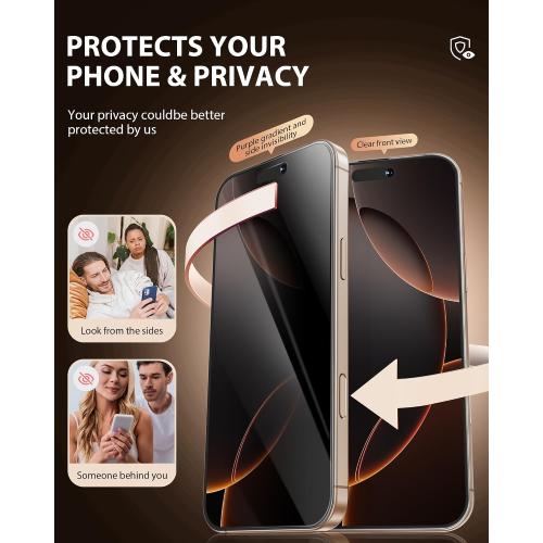 PDDKISS 2 Pack Privacy Screen Protector for iPhone 16 Pro