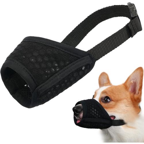 Mayerzon Dog Muzzle, Puppy Soft Mesh Muzzle for Small Medium Large Dogs Chihuahua Poodles Beagle Dachshund Corgis Labrador for Biting Chewing Grooming That Allows Panting Drinking(M, Black)