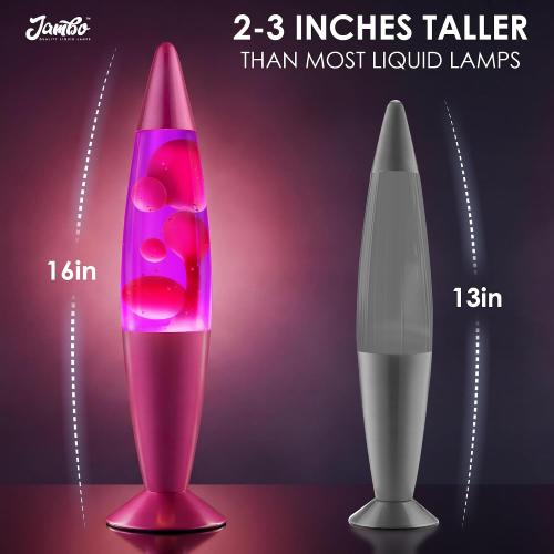 JAMBO 16 Beautiful Lamp- Purple with Pink Wax, Relaxing Liquid Light, Night Light Nightlight, Home Decor Living Room Office Bedroom Lamp for Adults Teens Kids, Magma Motion