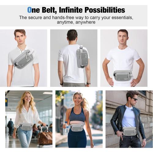 Money Belt for Travel Women and Men Hidden - Slim RFID Blocking Travel Wallet with Secure Anti-Theft Pouch, Passport Holder for Passport, Credit Cards, Cash Under Clothes