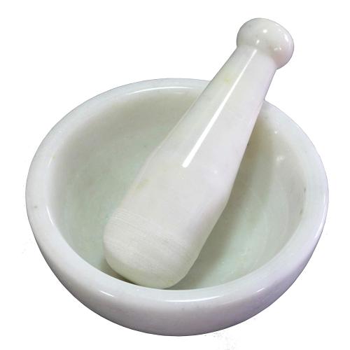 6 Wide (Big Size) Natural Stone Mortar and Pestle Set as Spice Grinder Medicine Masher - Okhli and Musal (White)