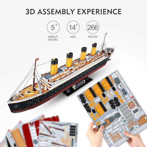 CubicFun Titanic 3D LED Puzzles for Adults 266 Pieces,Titanic Toys for Teens, Home Decor Birthday Gifts Adults Easter Gift