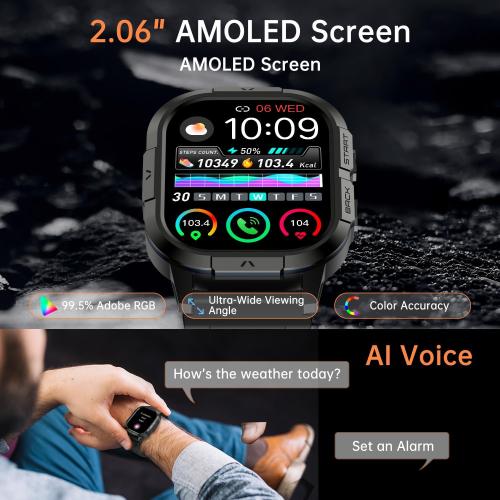 Smart Watch for Men Fitness Tracker: Waterproof Military Digital Mens Watches Running Make Answer Call Smartwatch Android Phone iPhone Samsung Compatible Sleep SpO2 Heart Rate Monitor Step Pedometer