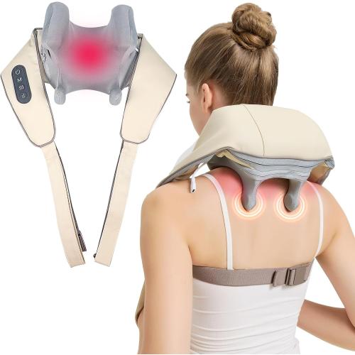 4D Wireless Deep Tissue Kneading Neck Massager with Heating Function, Shiatsu and Shoulder Massage Pillow,Back and Leg Pain Relief, Body Muscle Pain Relief, Perfect Gifts for Men Women.