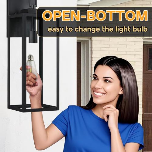 22 Inch Outdoor Wall Light Dusk to Dawn, Extra Large Wall Lantern for House Exterior Wall Sconce with Sensor, Photocell Porch Light for House Outside Garage Patio Lighting, E26 Socket, 1 Pack