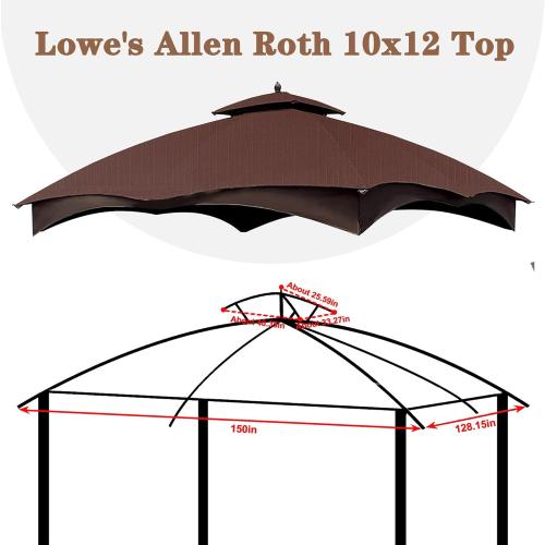 Color Brown SCOCANOPY Brown Ripstop Replacement Top for Lowe's Allen Roth 10X12 Gazebo Model #GF-12S004B-1/ GF-12S004BTO