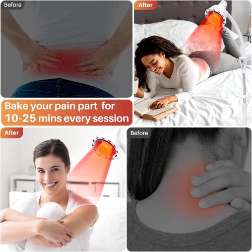 White Infrared Light Therapy 275W Red Infrared Therapy Lamp for Body or Pain Therapy Device with Timer and Adjustable Height Stand