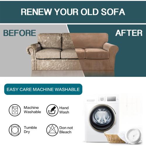 FantasDecor 3 Piece Sofa Covers Velvet for 2 Cushion Couch Stretch Loveseat Slipcover with Individual Seat Elastic Furniture Protector for Pets (Loveseat, Luggage)