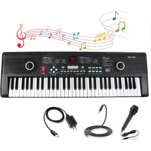 61 Keys Piano Keyboard, Electronic Digital Piano with Built-in Speaker Microphone, Portable Keyboard Gift Teaching for Beginners, Electric Piano for Kids, Birthday Gift for Children