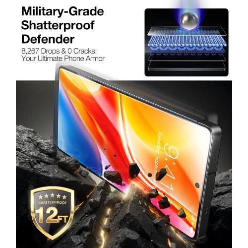 TORRAS for Samsung Galaxy S25 Ultra Screen Protector, 9H  Military-Grade Shatterproof Tempered Glass 2 Pack- Responsive Touch, Anti-Scratch,Full Coverage, Bubble Free,HD Clarity, Easy installation