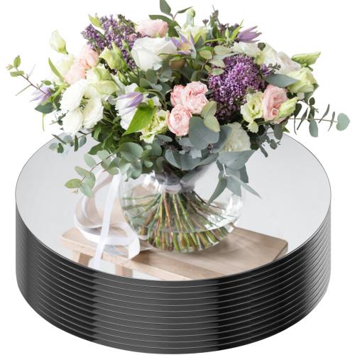 Seelenruhe 12 Round Mirrors for Centerpieces for Tables, Round Mirrors Trays Plates for Centerpieces, Wedding Decorations, Baby Shower Party, Christmas Decorations, 2mm, 12 PCS