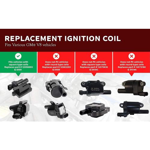 Ignition Coil Pack - Replaces 12558693, UF271, 5C1083, D581 - Compatible with Chevy, GMC & Cadillac Vehicles - Escalade, Avalanche, Silverado, Express 3500, Suburban, Tahoe, Sierra, Savana, Yukon XL