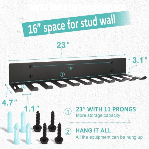 Home Gym Storage Rack, Extra Long 23‘Barbell Rack Weight Room Organizer 11 Prong Gym Equipment Storage Rack for Gym Accessories Like Fitness Bands,Resistance Bands,Straps,Foam Rollers,Barbell