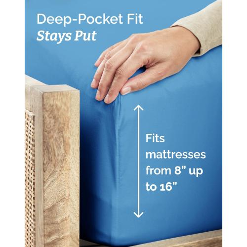 Twin Size 3 Piece Sheet Set - Breathable & Cooling Sheets - Royal Blue