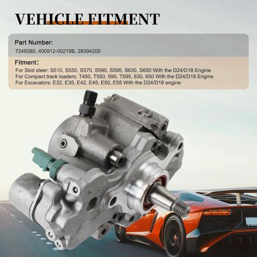 7249380 Fuel Pump Compatible with Delphi Bobcat S510 S550 S570 S590 S595 S630 S650 Doosan D24 D18 Engine Aftermarket Parts Replace OE 28394200 400912-00219B